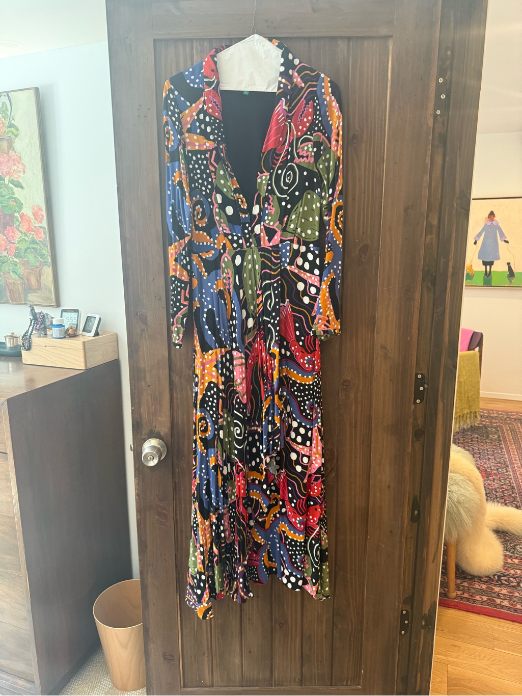 Farm Rio Womens Multicolor Abstract Print Long Dress  Brand Unspecified